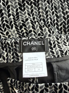 Chanel Fall 2004 Black & White Velvet Pattern Trousers