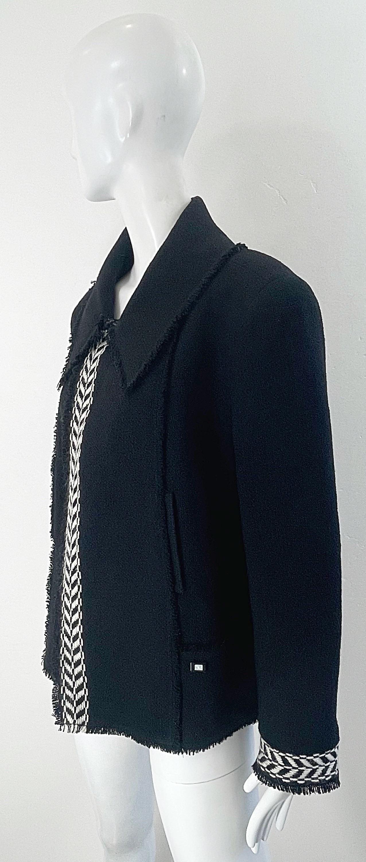 Chanel taglia 50 / US 14 16 Autunno 2004: giacca in tweed vintage in bianco e nero in vendita 6