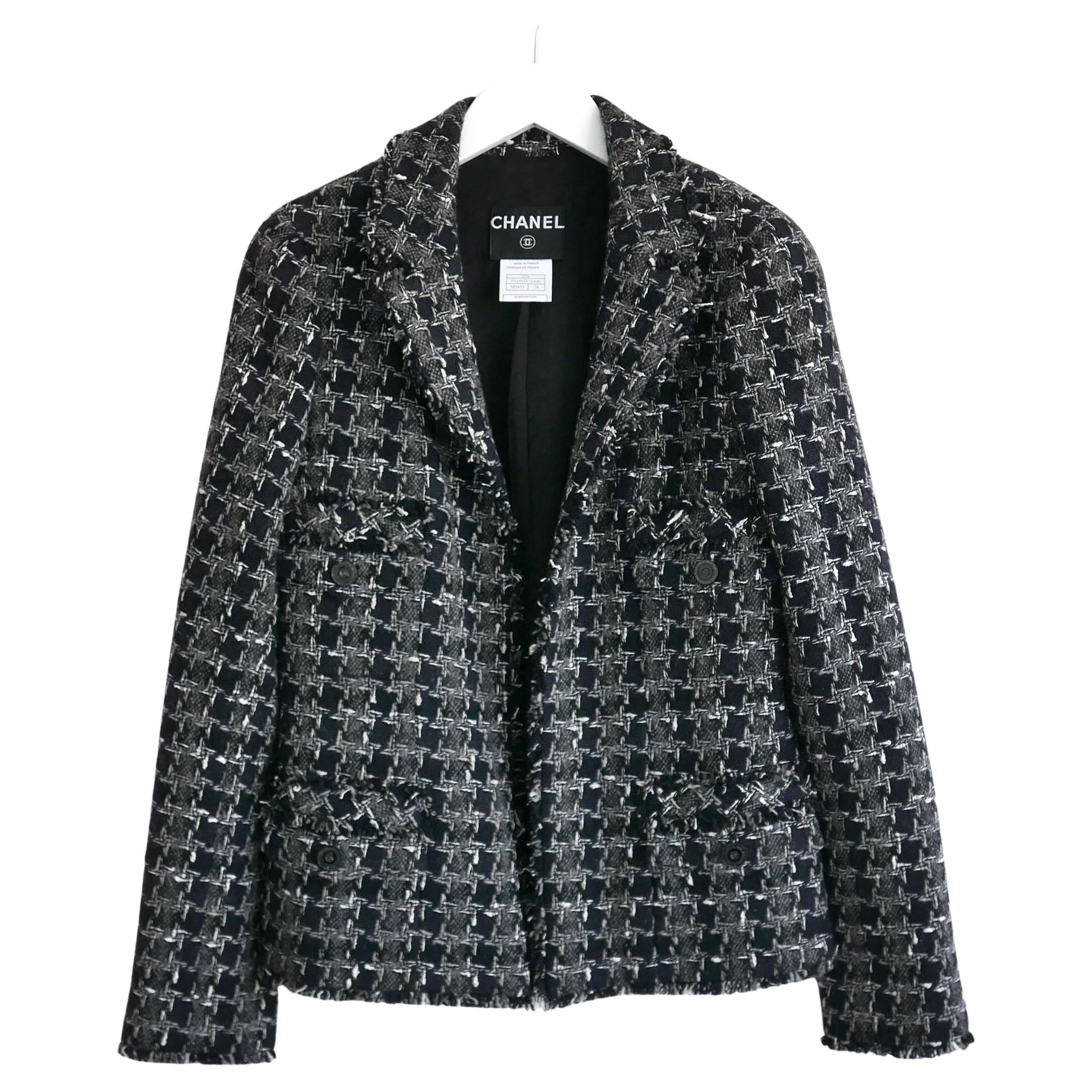 Chanel Fall 2007 07A Cashmere Houndstooth Tweed Jacket For Sale