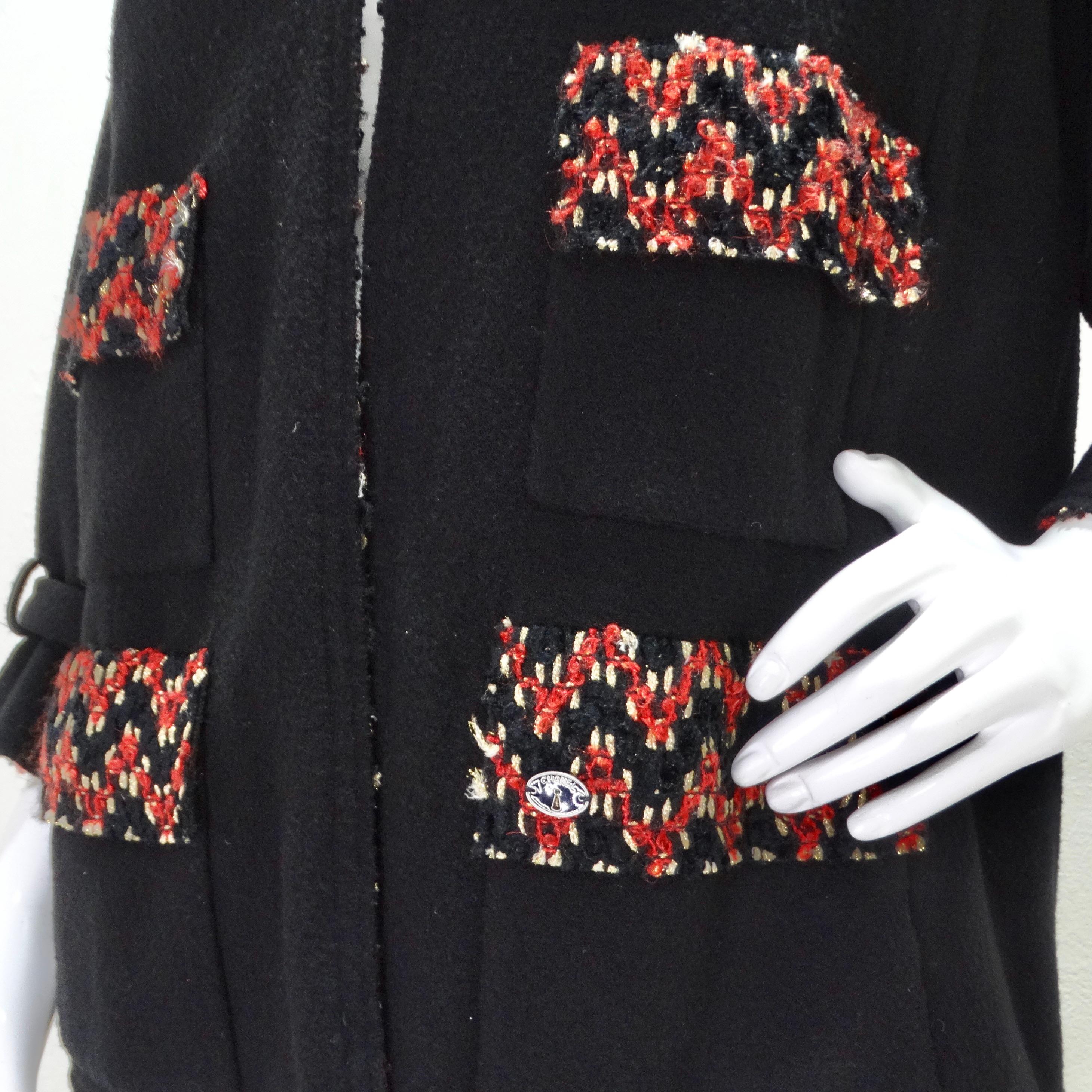 Chanel Fall 2007 Black Red Wool Jacket In Good Condition For Sale In Scottsdale, AZ