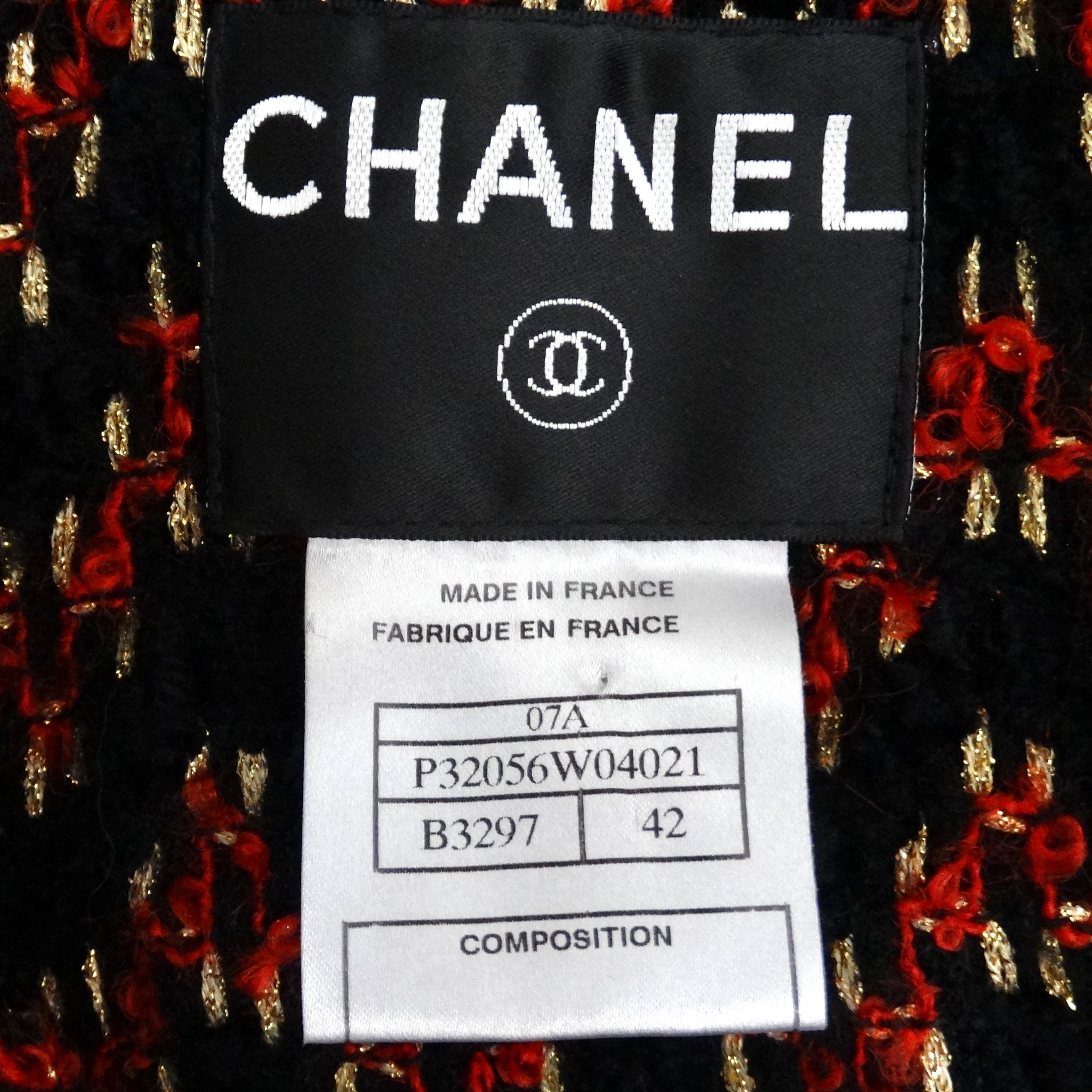 Chanel Fall 2007 Black Red Wool Jacket For Sale 4