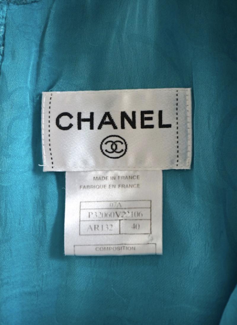 Chanel Fall 2007 Bright Blue Tweed Dress For Sale 2