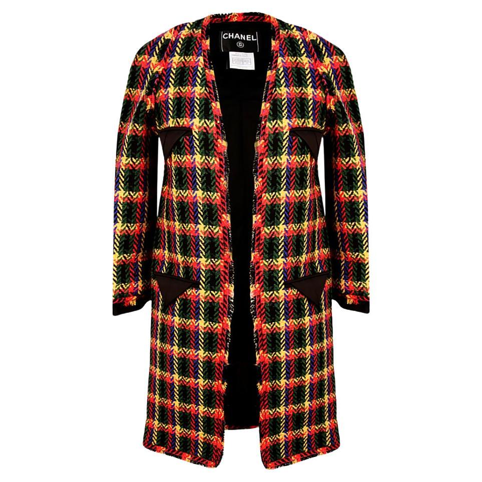 CHANEL Fall 2007 CHECKERED COLORFUL TWEED JACKET Size FR 34 - XS