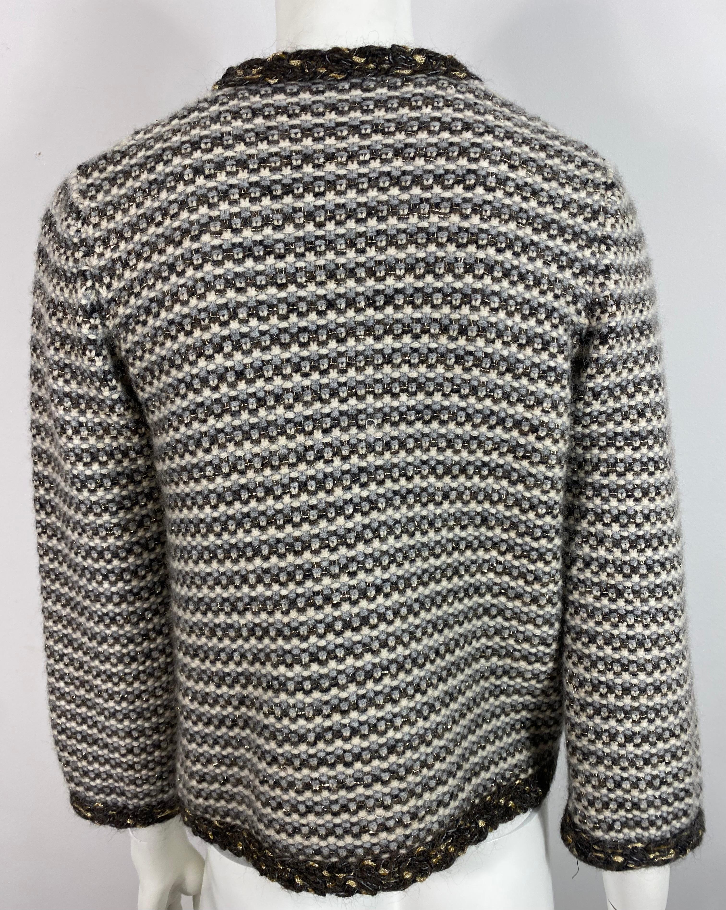 Chanel Fall 2007 Earthtone Cashmere Knit Sweater Jacket - Size 42 For Sale 1