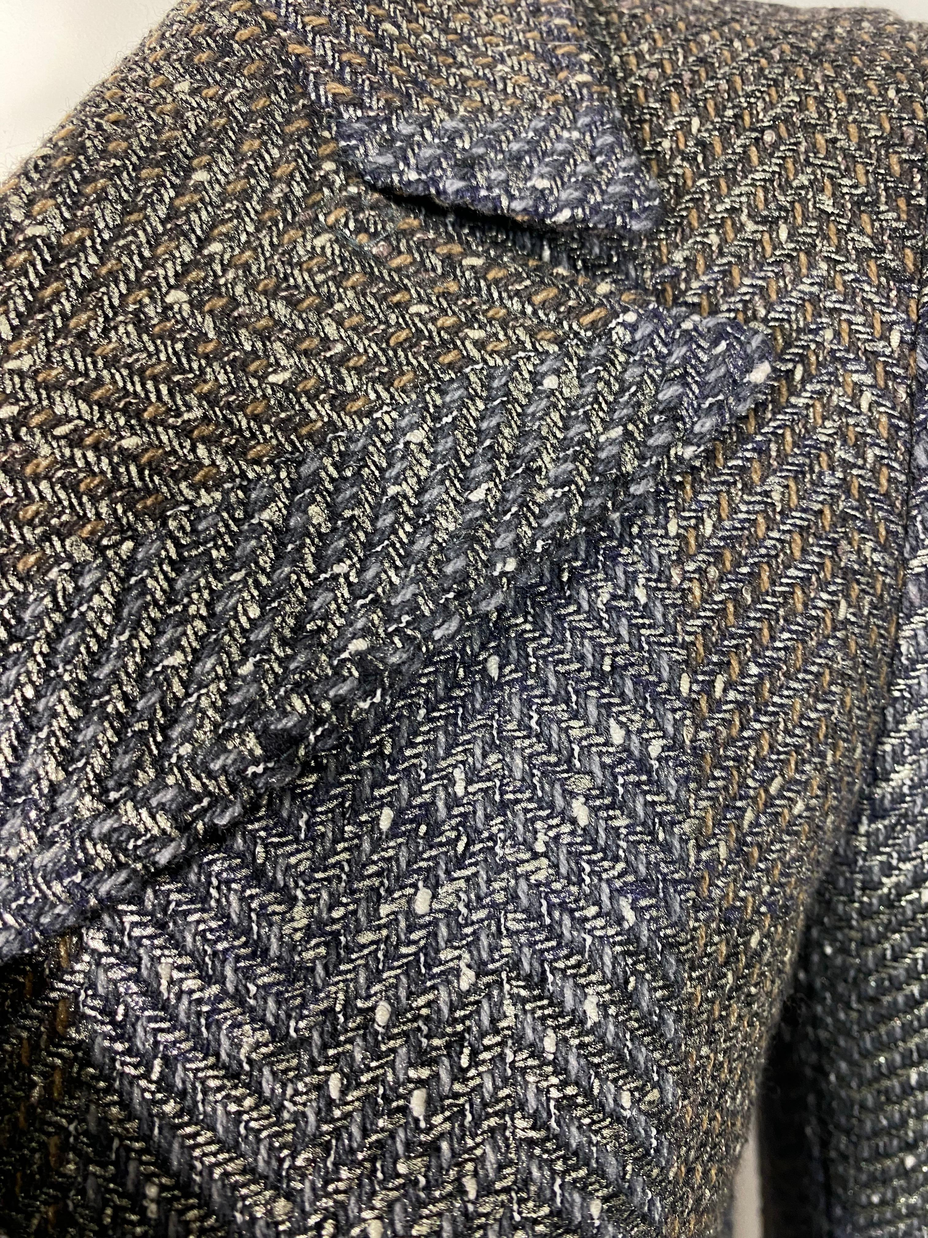 Chanel Fall 2007 Grey and Metallic Double Breasted Jacket - Size 34 For Sale 8