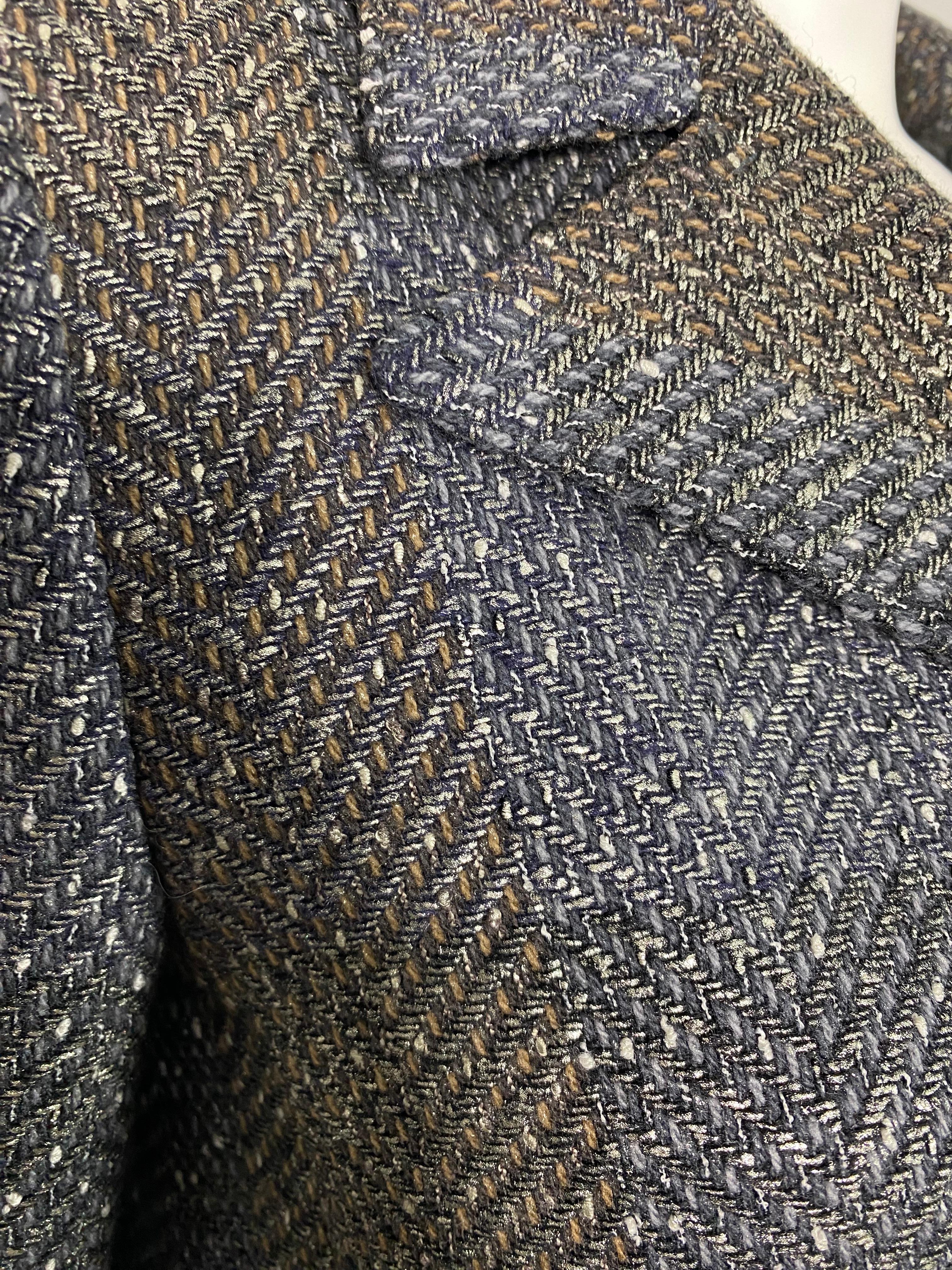 Women's Chanel Fall 2007 Grey and Metallic Double Breasted Jacket - Size 34 For Sale