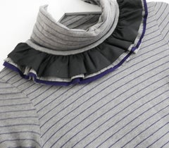 Chanel Fall 2008 Ruffle Frilled Neck Striped Jersey Top