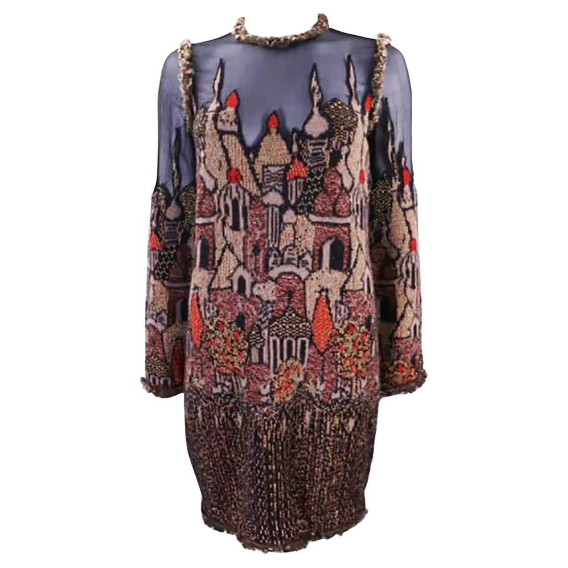 CHANEL FALL 2009 RUSSIAN SKYLINE Dress Sz FR 38