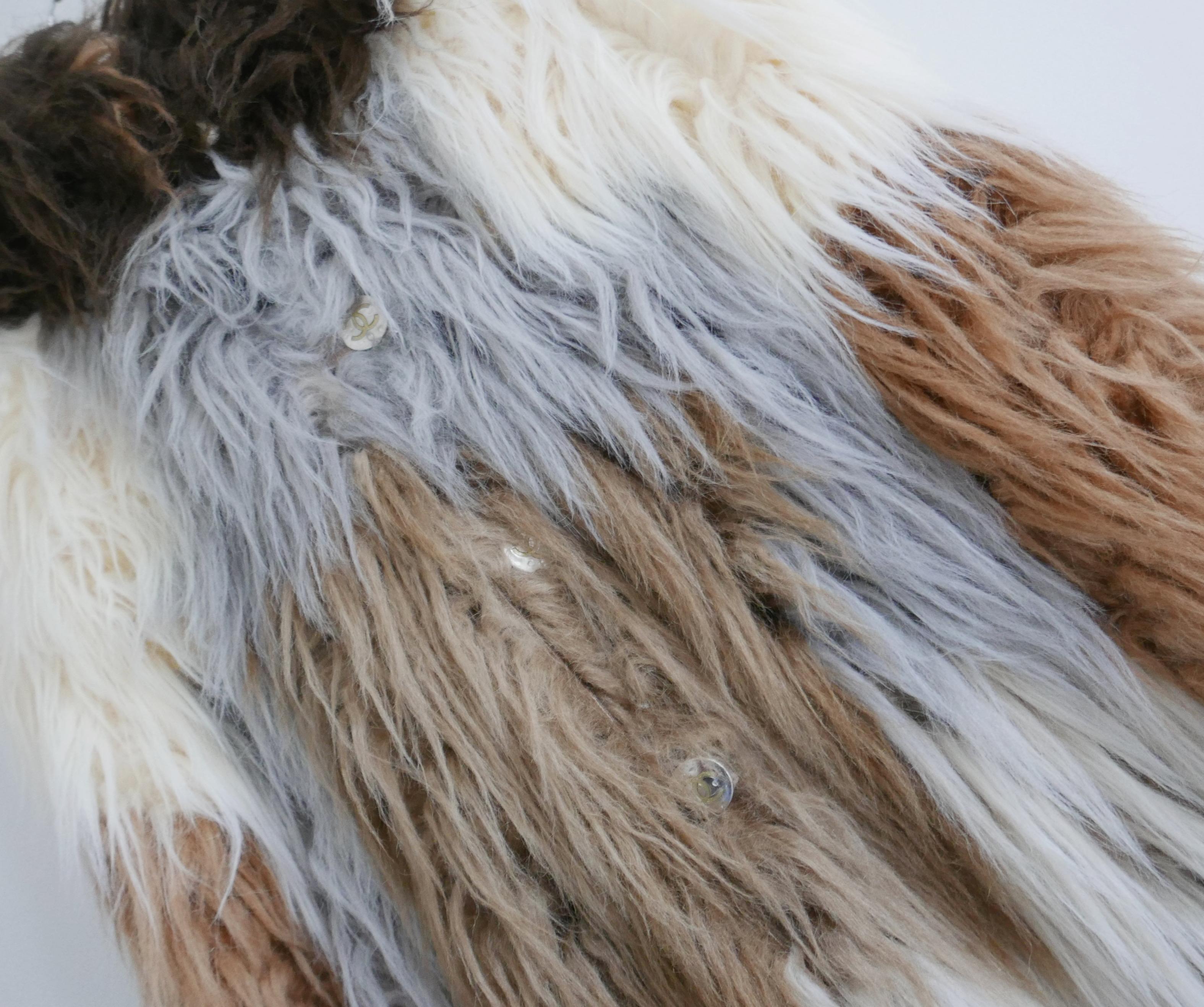 Chanel Fall 2010 Hooded Yeti Faux Fur Coat In New Condition For Sale In London, GB