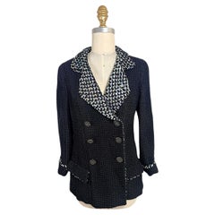 Chanel Fall 2010 Karl Lagerfeld Black Sequin Trim Double Breasted Jacket FR34