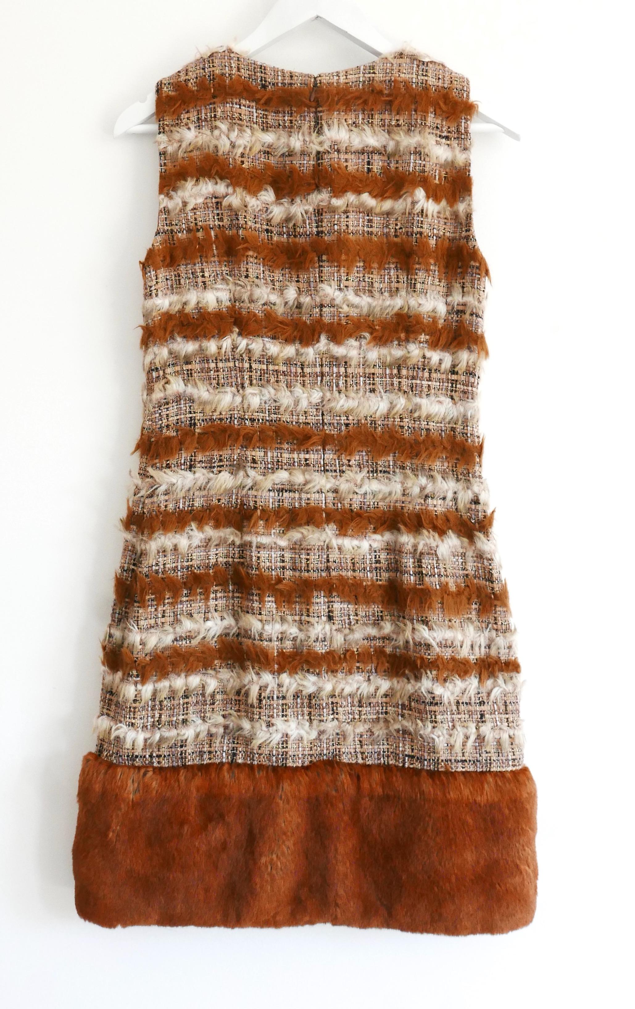 Chanel Fall 2010 Yeti Collection Tweed & Faux Fur Dress For Sale 1