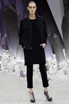 Chanel Fall 2012 Black Textured Velvet Pedal Pushers Trousers
