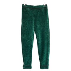 Chanel Fall 2012 Green Textured Velvet Pedal Pushers Trousers