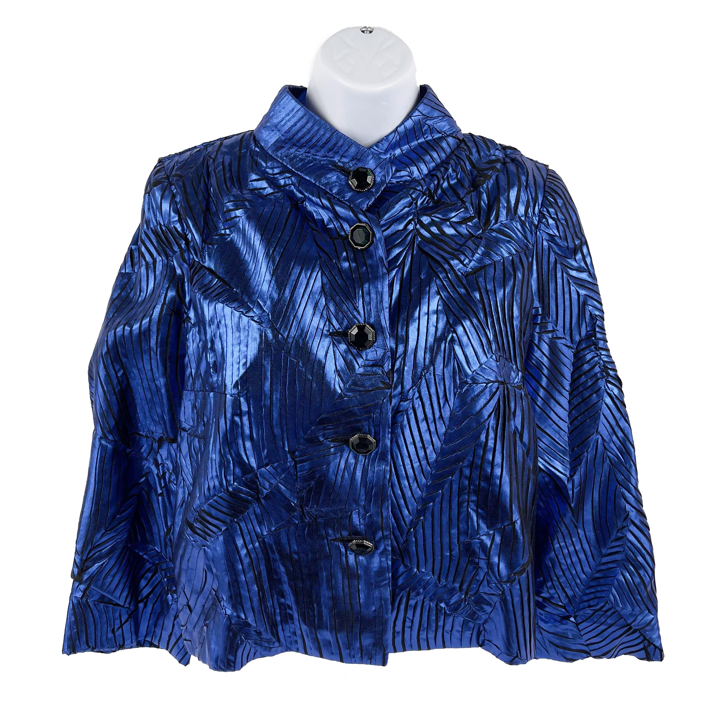 CHANEL - Blazer de défilé 12A en soie bleue géométrique, taille 38 US 8, automne 2012 5