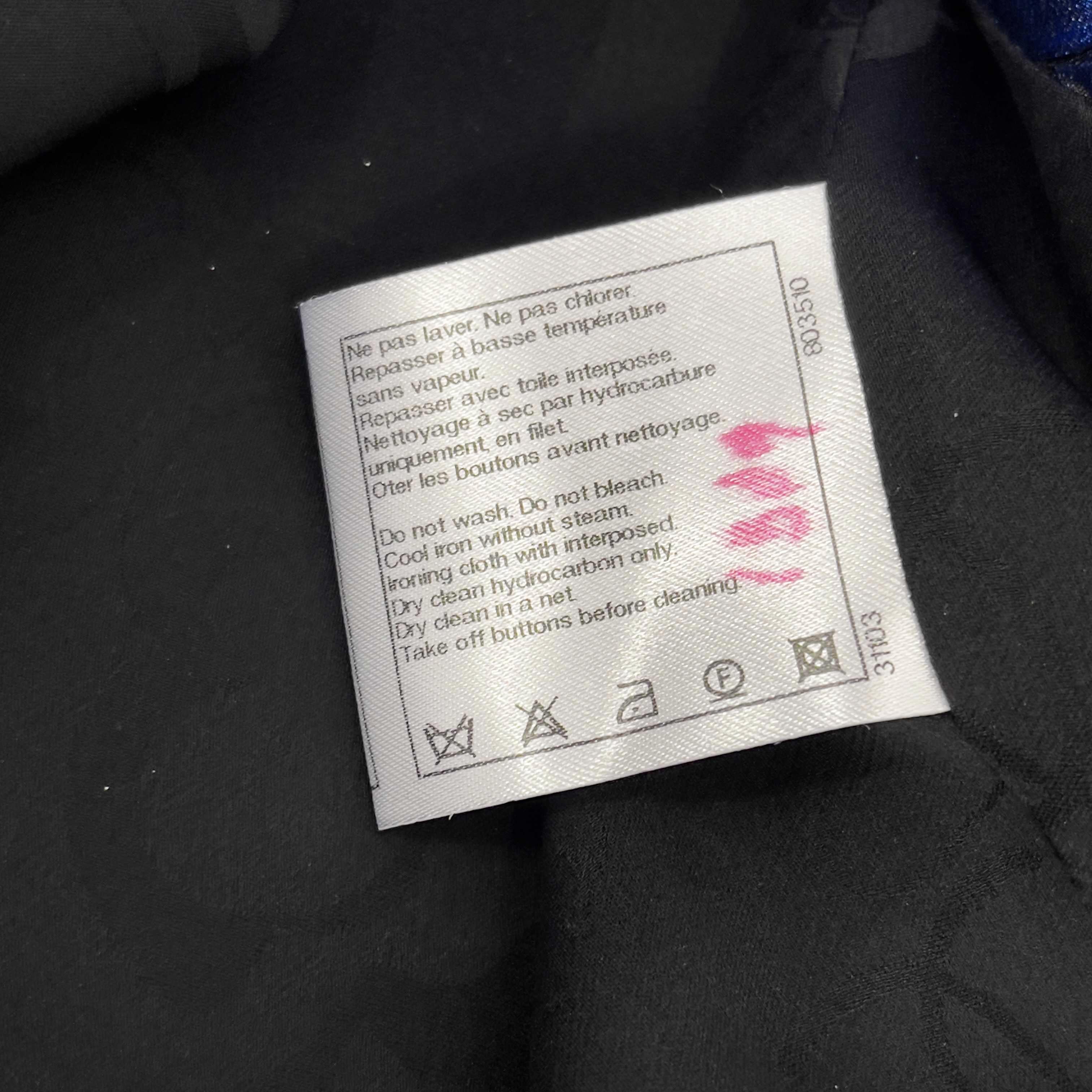 CHANEL - Blazer de défilé 12A en soie bleue géométrique, taille 38 US 8, automne 2012 6