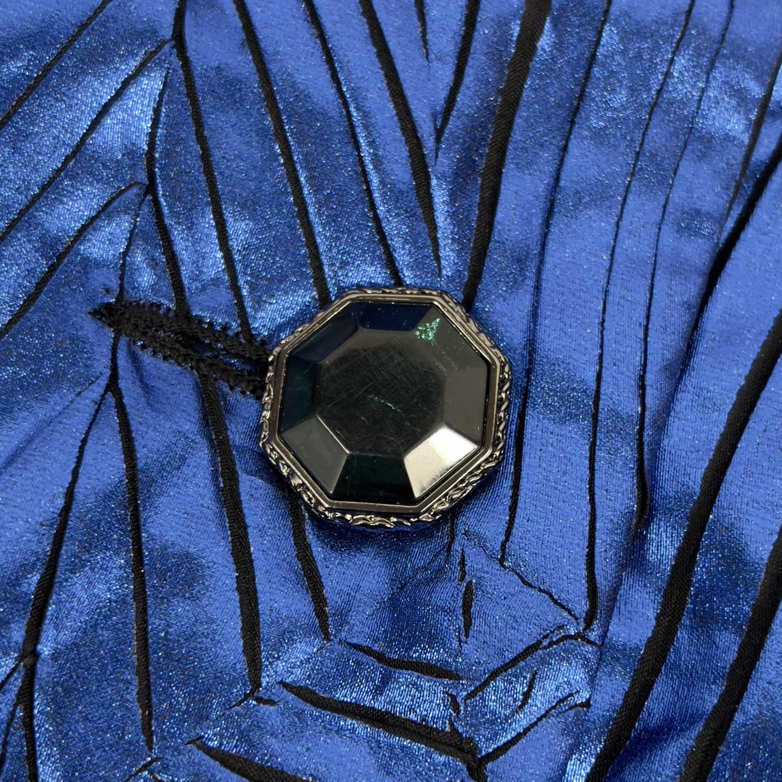 Bleu CHANEL - Blazer de défilé 12A en soie bleue géométrique, taille 38 US 8, automne 2012