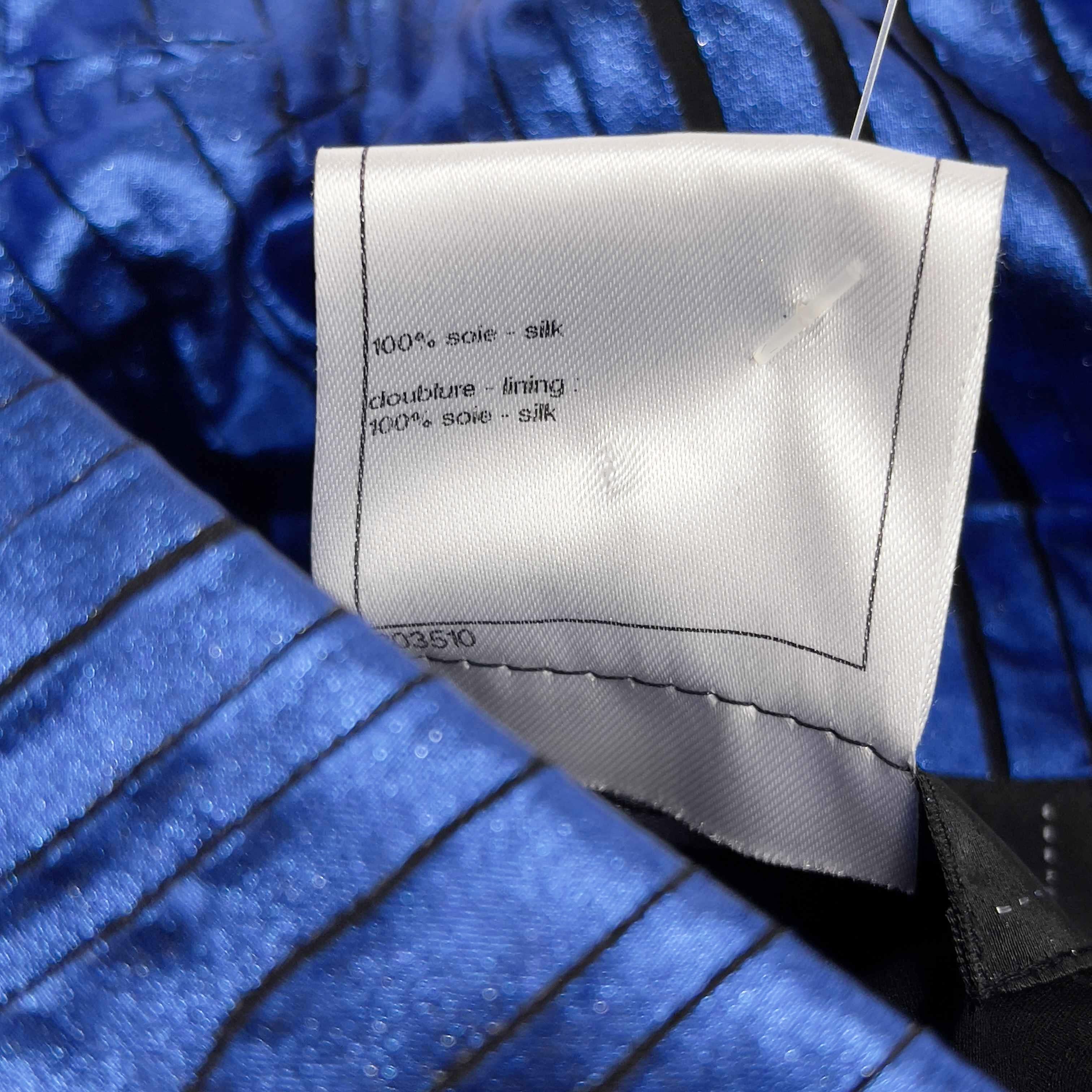 CHANEL - Blazer de défilé 12A en soie bleue géométrique, taille 38 US 8, automne 2012 2