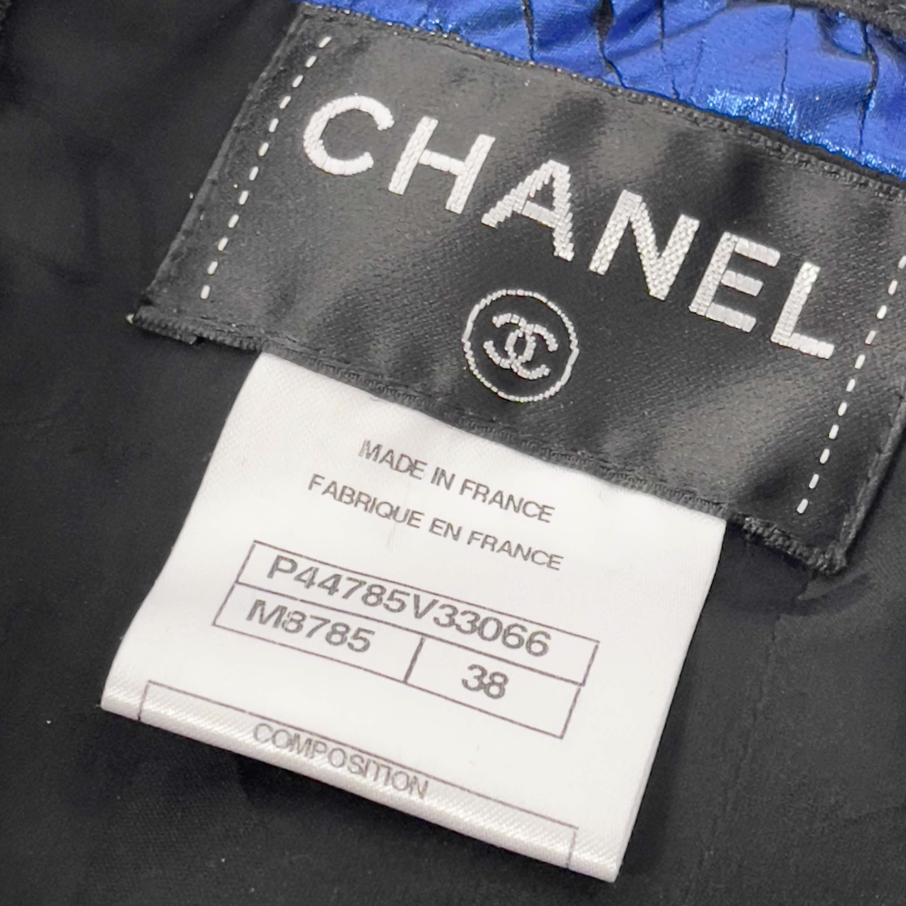 CHANEL Fall 2012 Runway 12A Metallic Strapless Dress Blue Geometric 38 US 6 For Sale 5