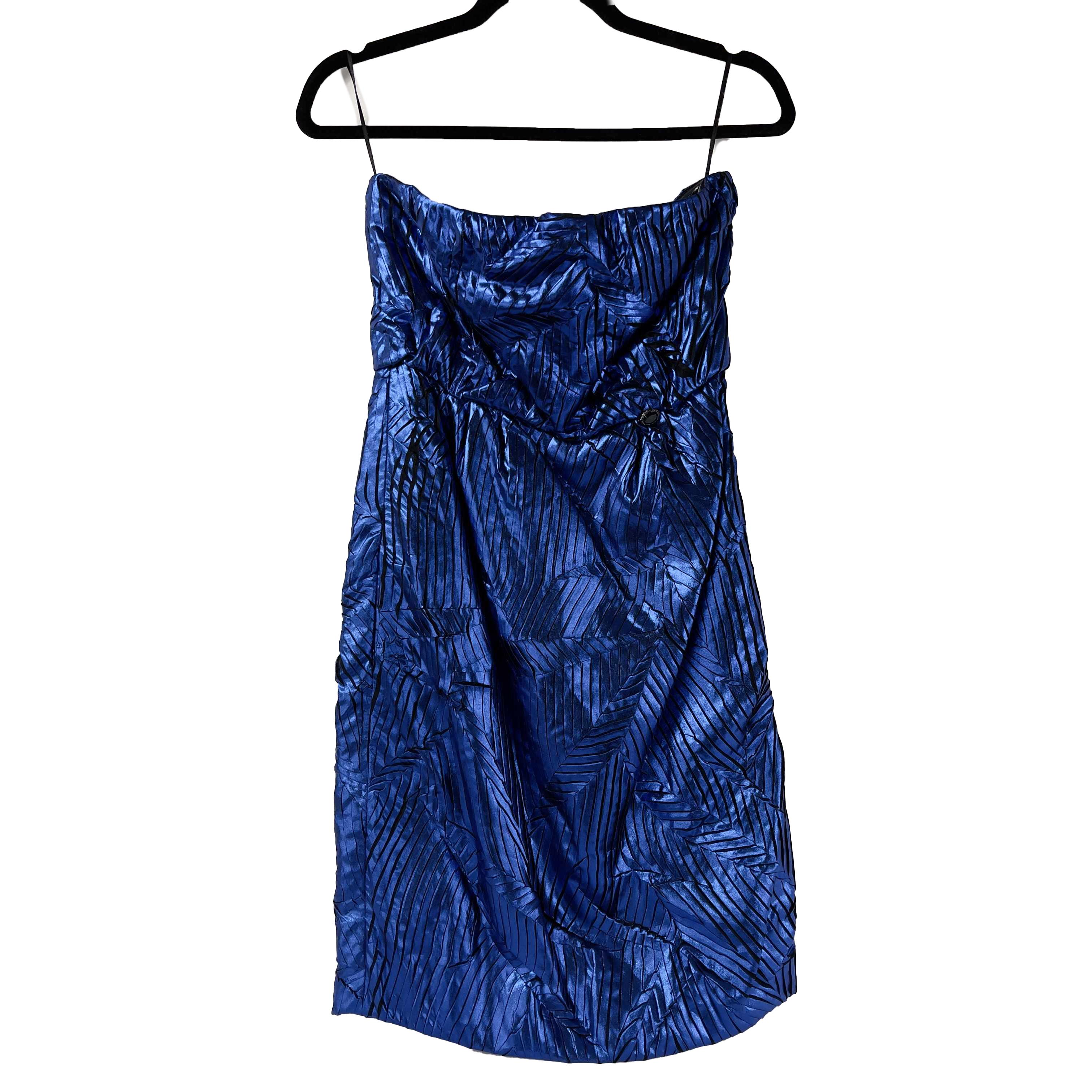 CHANEL Fall 2012 Runway 12A Metallic Strapless Dress Blue Geometric 38 US 6 For Sale 1