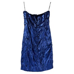 CHANEL Autunno 2012 Passerella 12A Abito metallico senza spalline Blu Geometrico 38 US 6