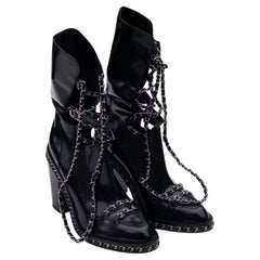 Chanel Otoño 2013 Botas Cadena Obsesión Pasarela Raro Sz 41.5 Karl Lagerfeld