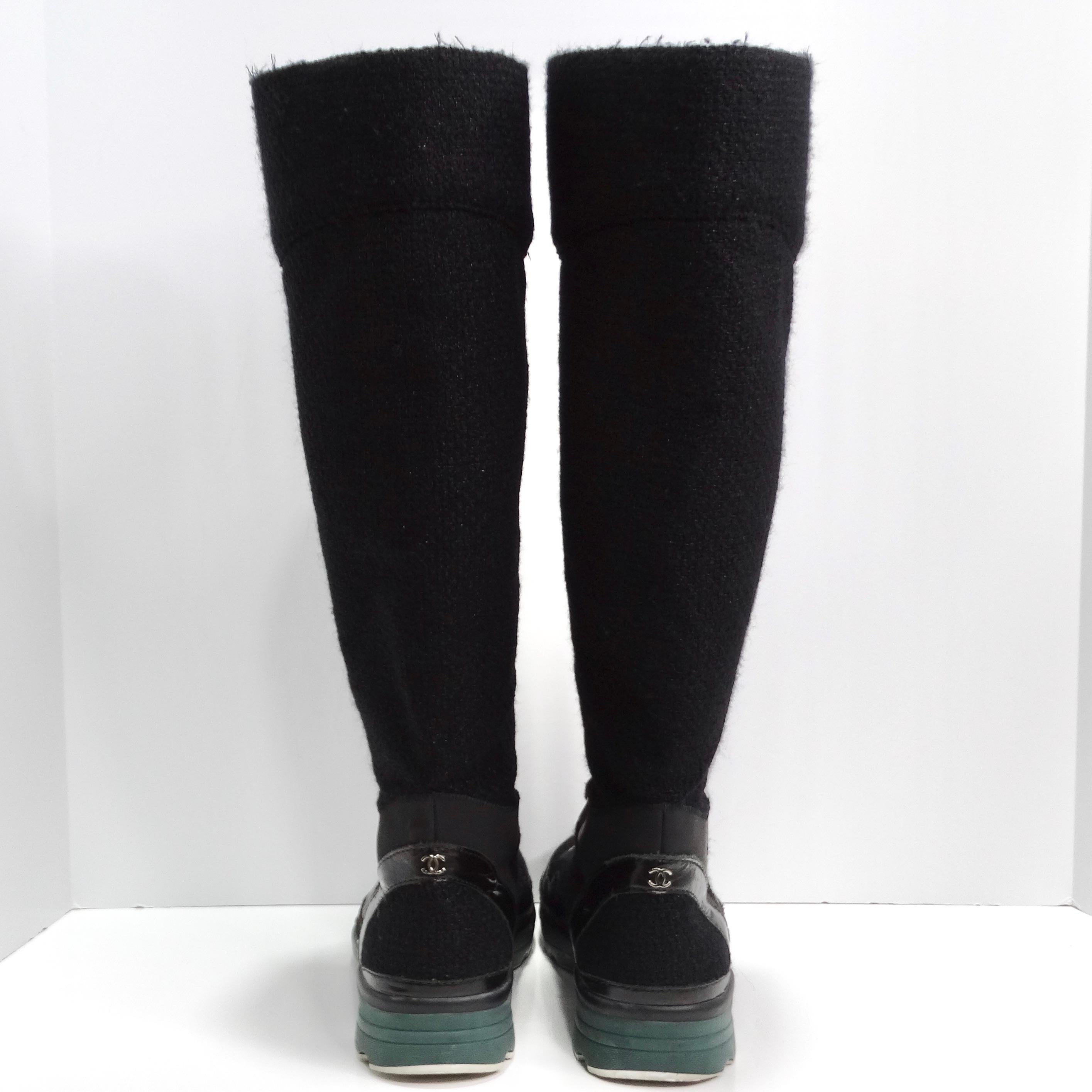 Chanel Fall 2014 Patent Calfskin Tweed Sneaker Boot (bottes de baskets en tweed) en vente 5