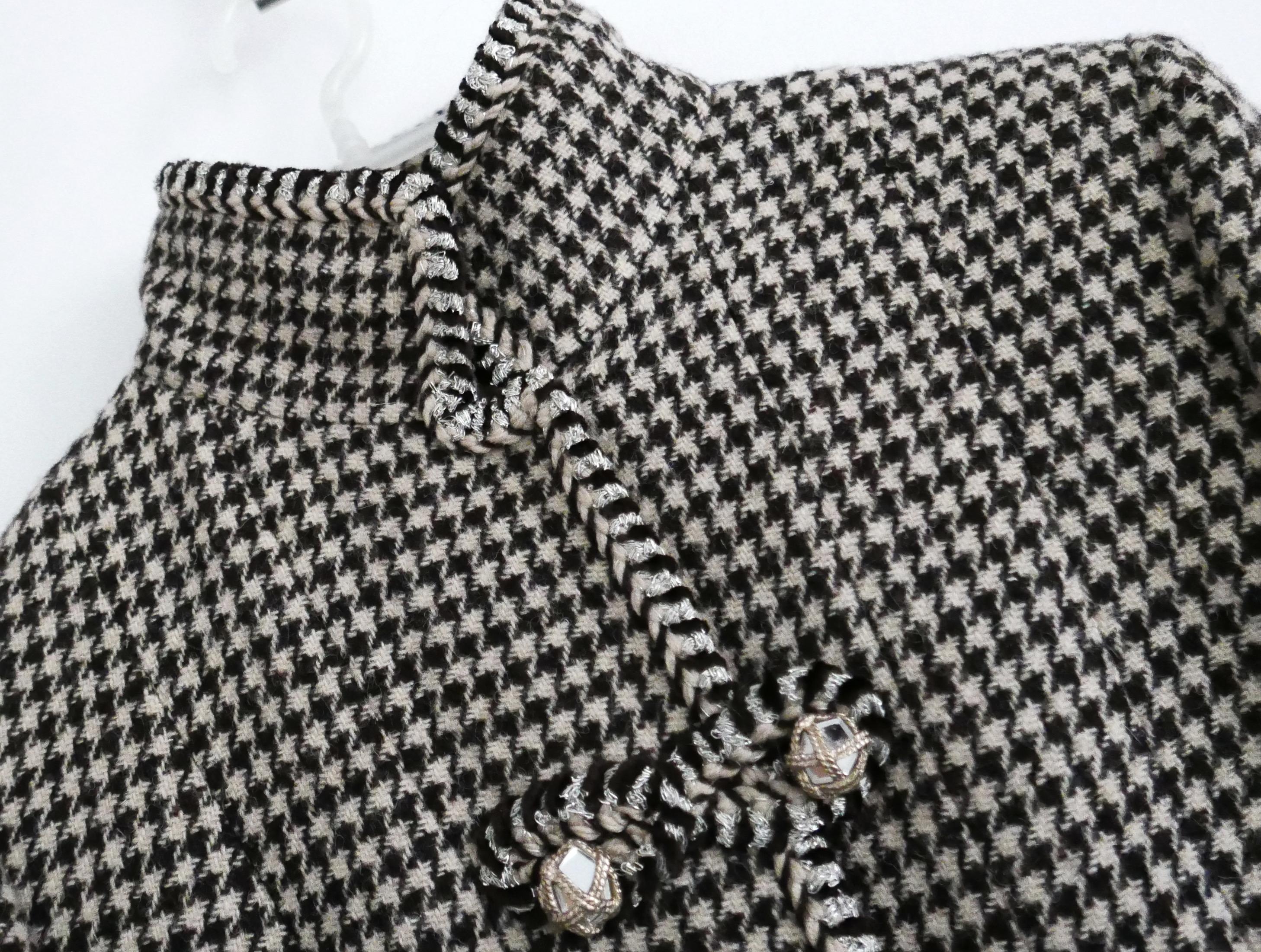 Black Chanel Fall 2015 Houndstooth Fantasy Tweed Jacket  For Sale