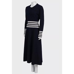 Chanel Fall 2016 Blue White Striped Cashmere Knit Maxi Dress FR 48 4XL