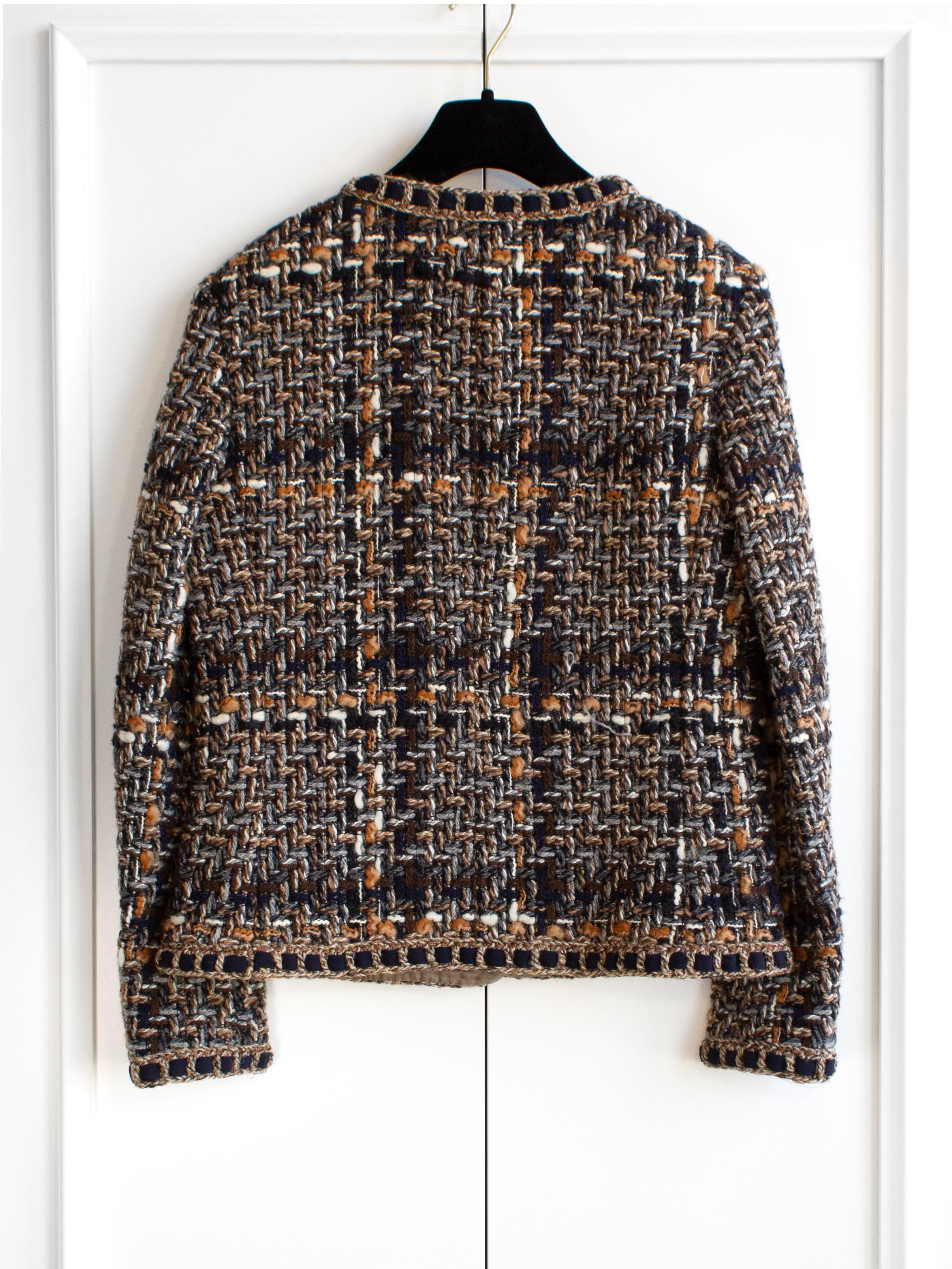 Chanel Fall 2016 Metiers D'Art Rome Brown Black Gold Fantasy Tweed 16A Jacket 2
