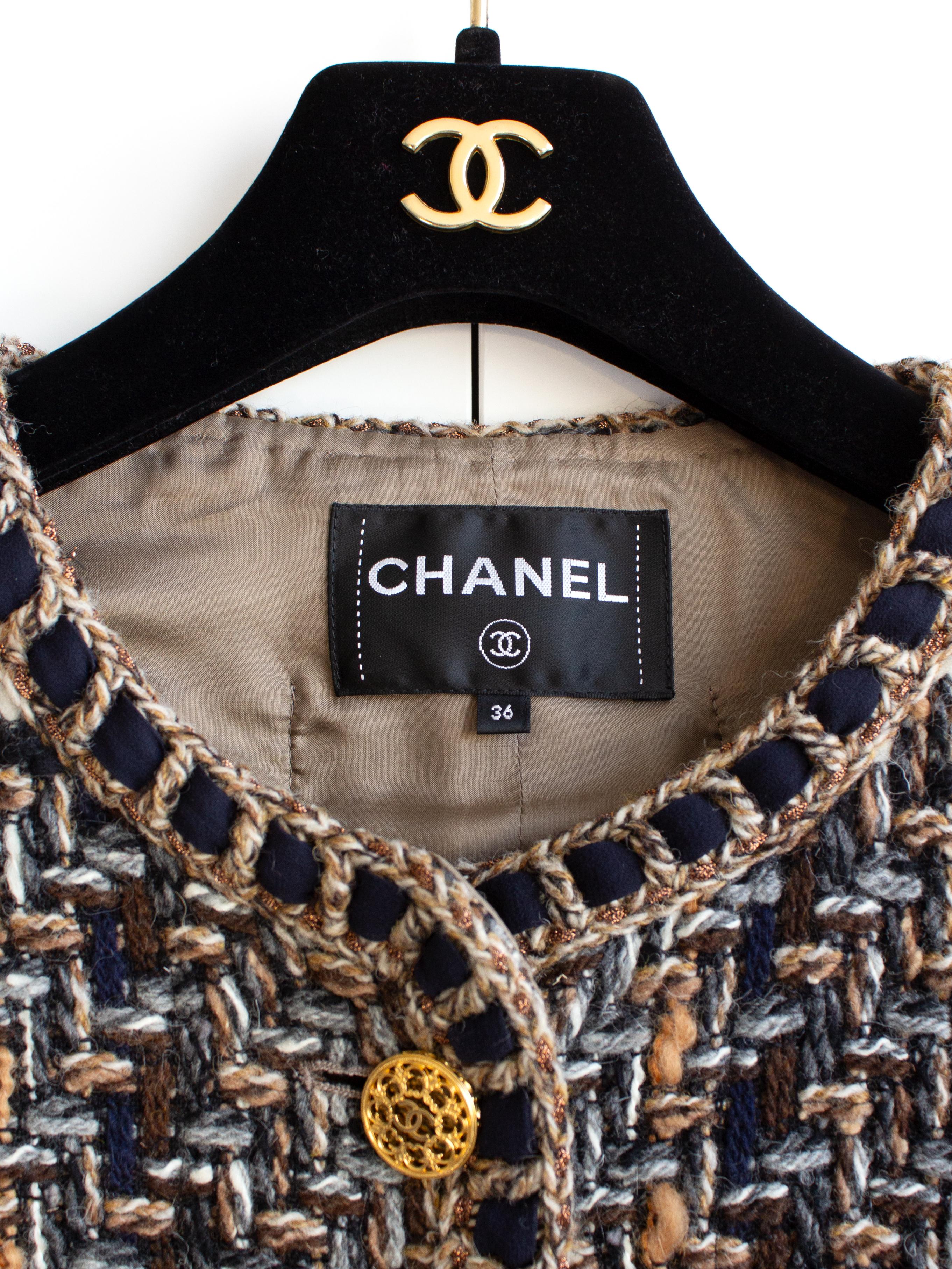 Chanel Fall 2016 Metiers D'Art Rome Brown Black Gold Fantasy Tweed 16A Jacket 3