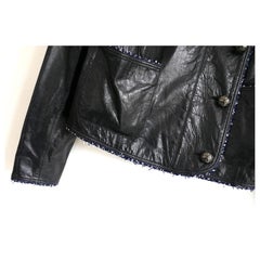 Chanel Fall 2016 Tweed Trim Leather Boxy Jacket