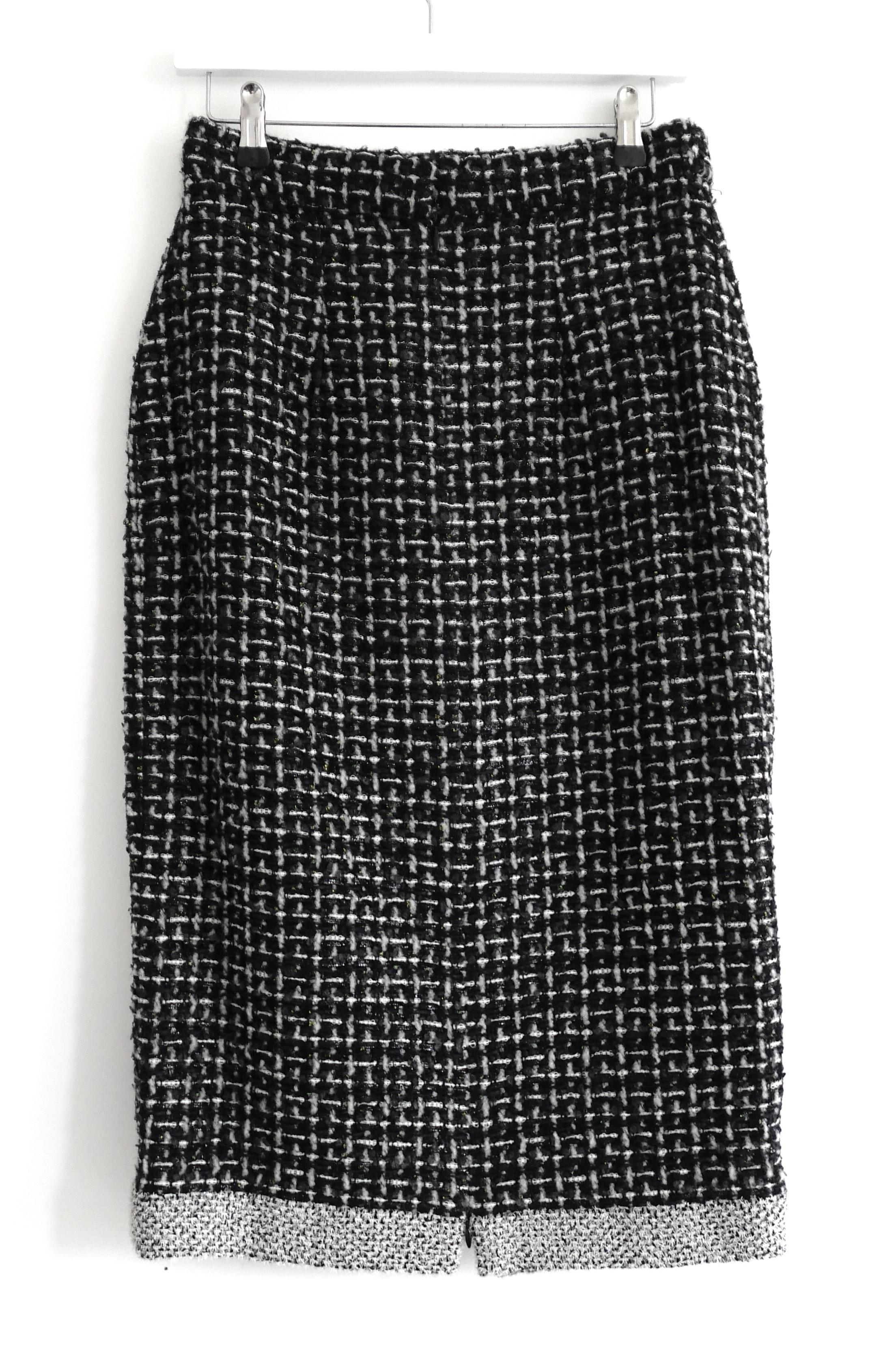 Chanel automne 2017 Jupe crayon en tweed fantaisie chunky en vente 2