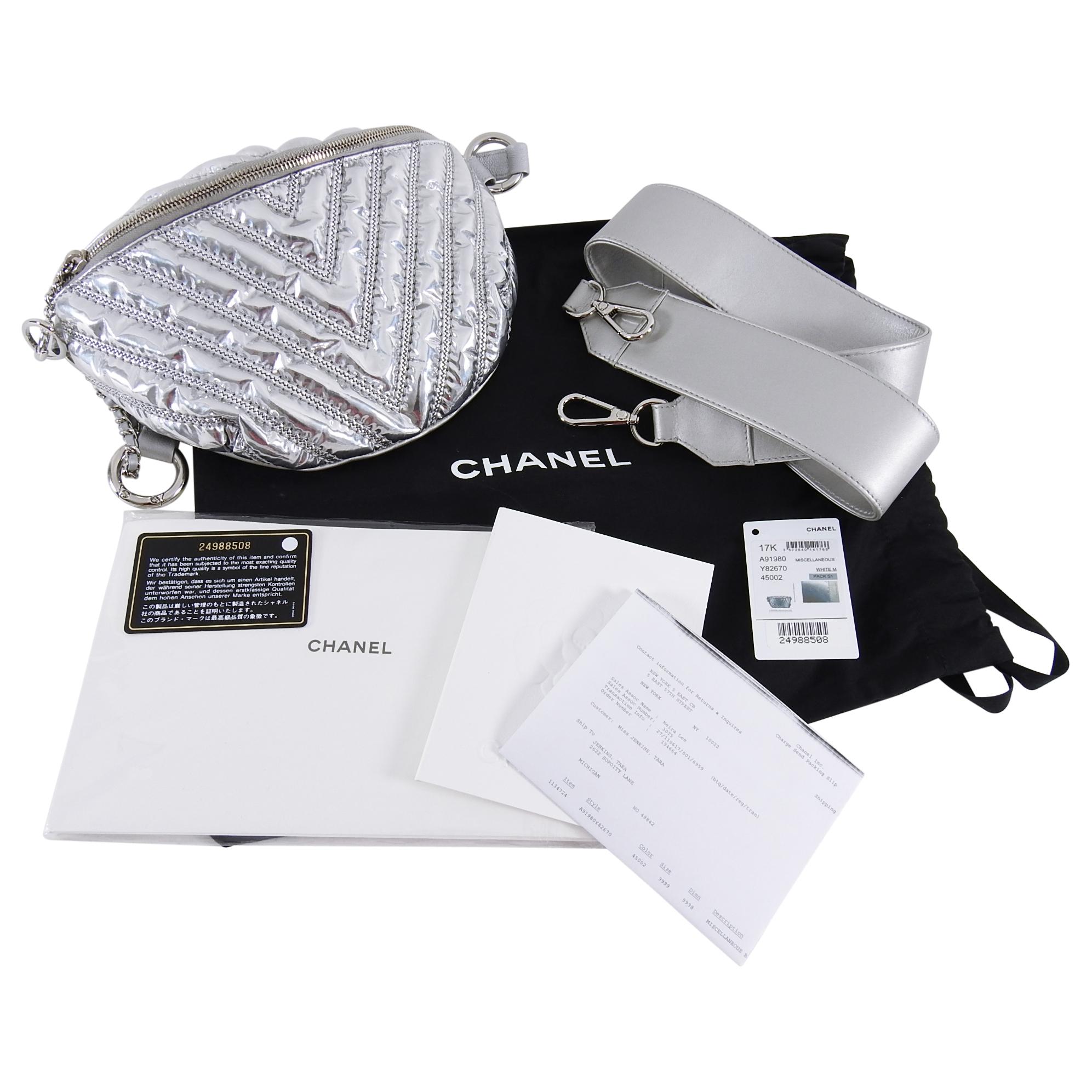 Chanel Fall 2017 Silver Metallic Space Belt Bag Fanny Pack 5