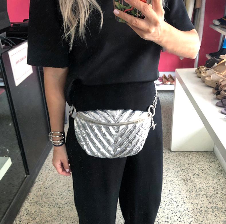 Chanel Fall 2017 Silver Metallic Space Belt Bag Fanny Pack In Excellent Condition In Toronto, ON