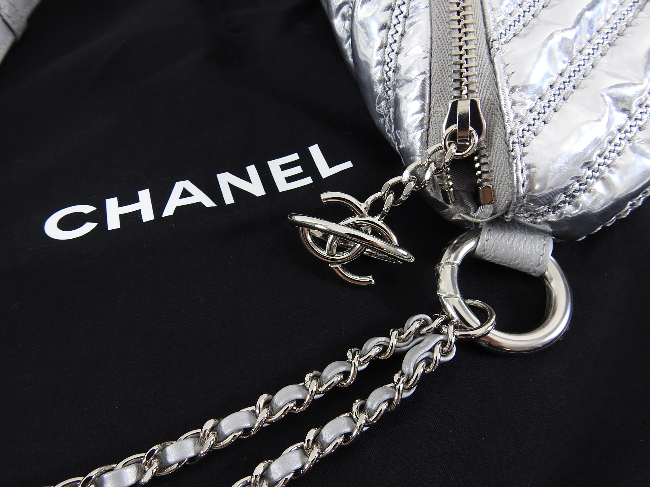 Women's or Men's Chanel Fall 2017 Silver Metallic Space Belt Bag Fanny Pack