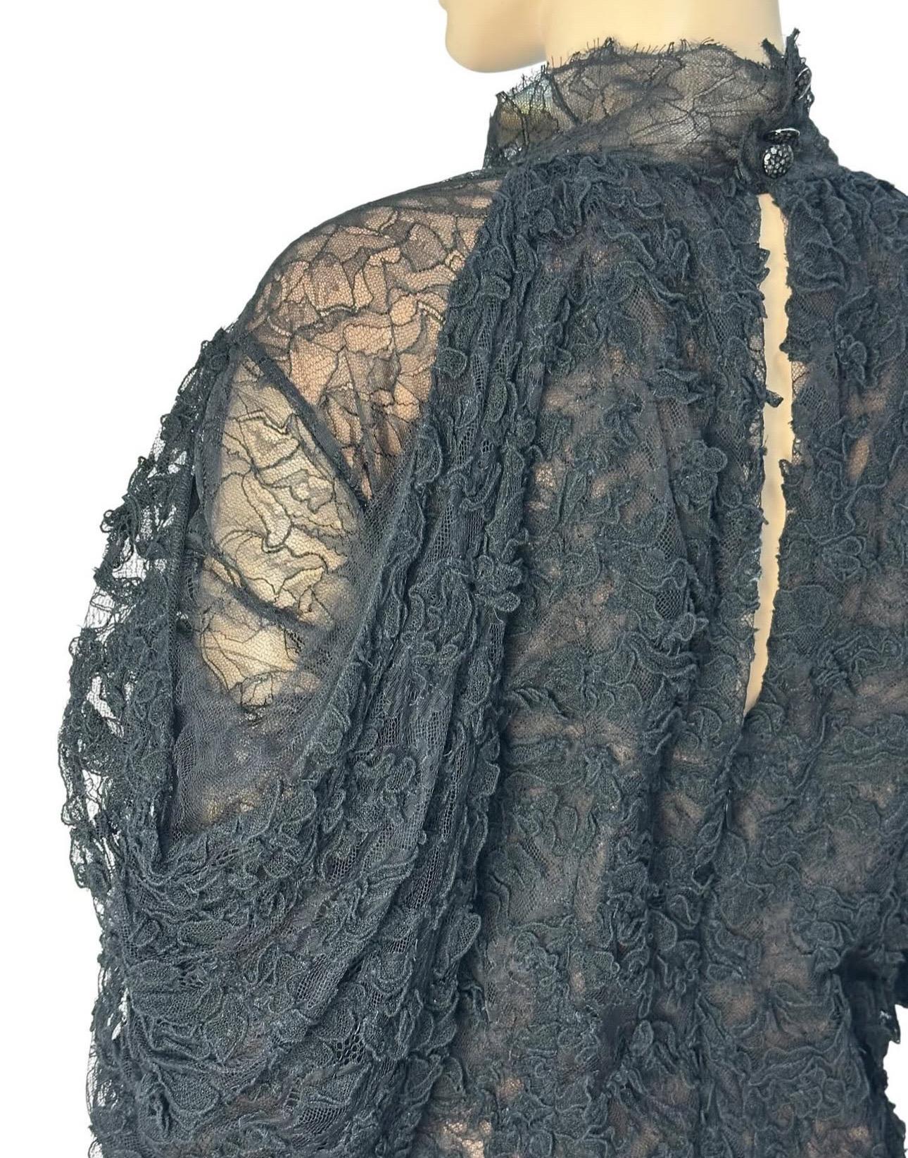 Noir Chanel automne 2018 robe longue en dentelle noire Sz. 50 en vente