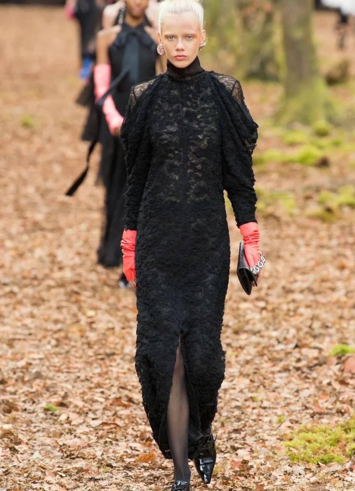 Women's Chanel Fall 2018 Black Lace Maxi Dress Sz. 50 For Sale