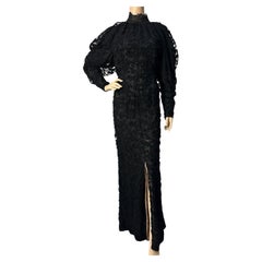 Chanel automne 2018 robe longue en dentelle noire Sz. 50