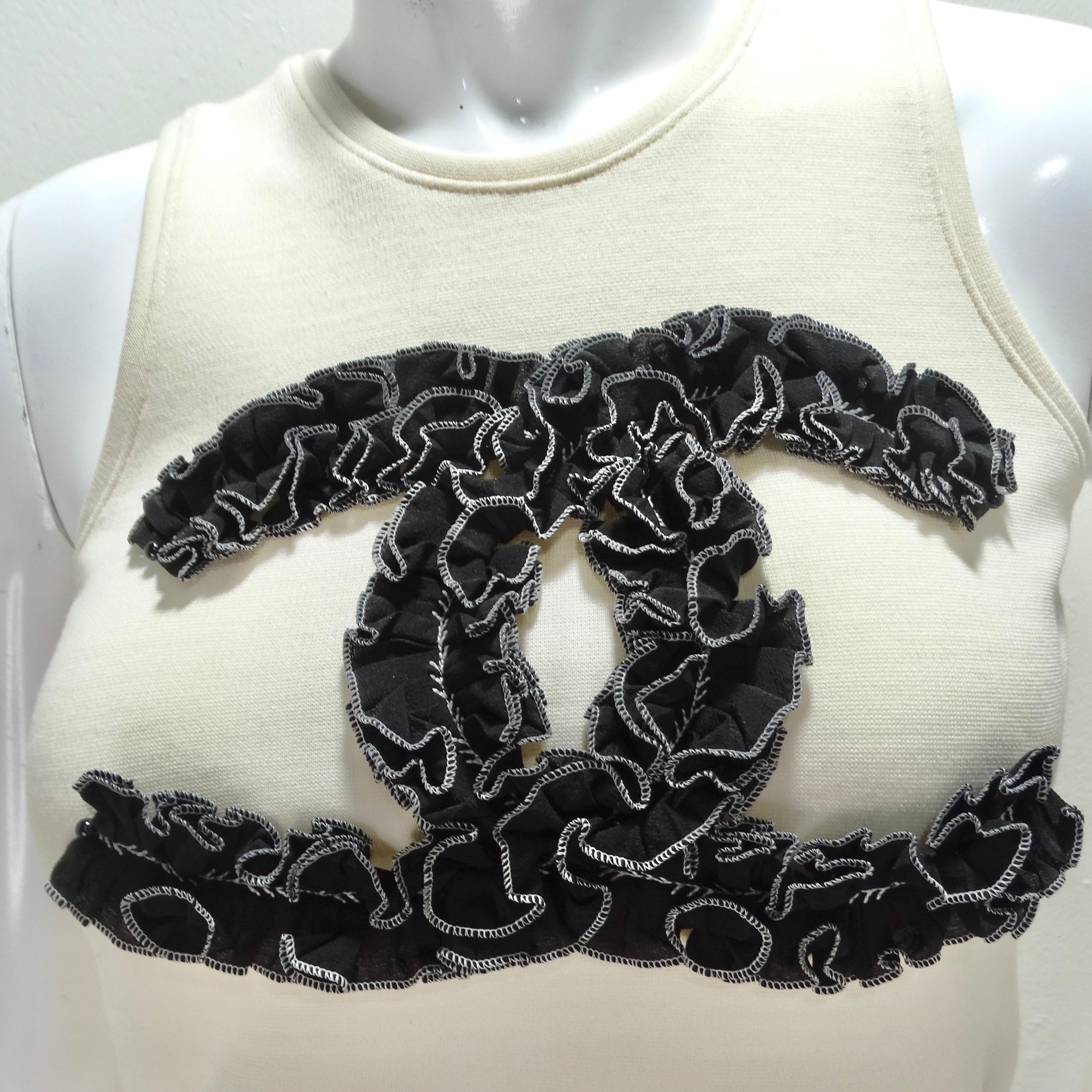 Chanel Fall 2020 Ruffle Logo Tank In Excellent Condition In Scottsdale, AZ