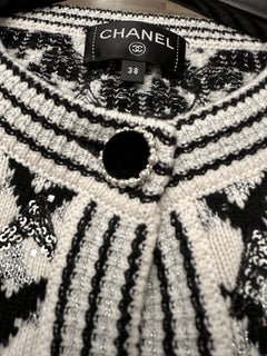 Chanel Fall 21 Black and White Cashmere Castle Knit Cardigan