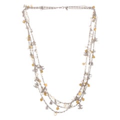 Chanel Fall/Winter 2007 Silver Gold Multi-Strand Chain Hearts Clover Faux Pearl