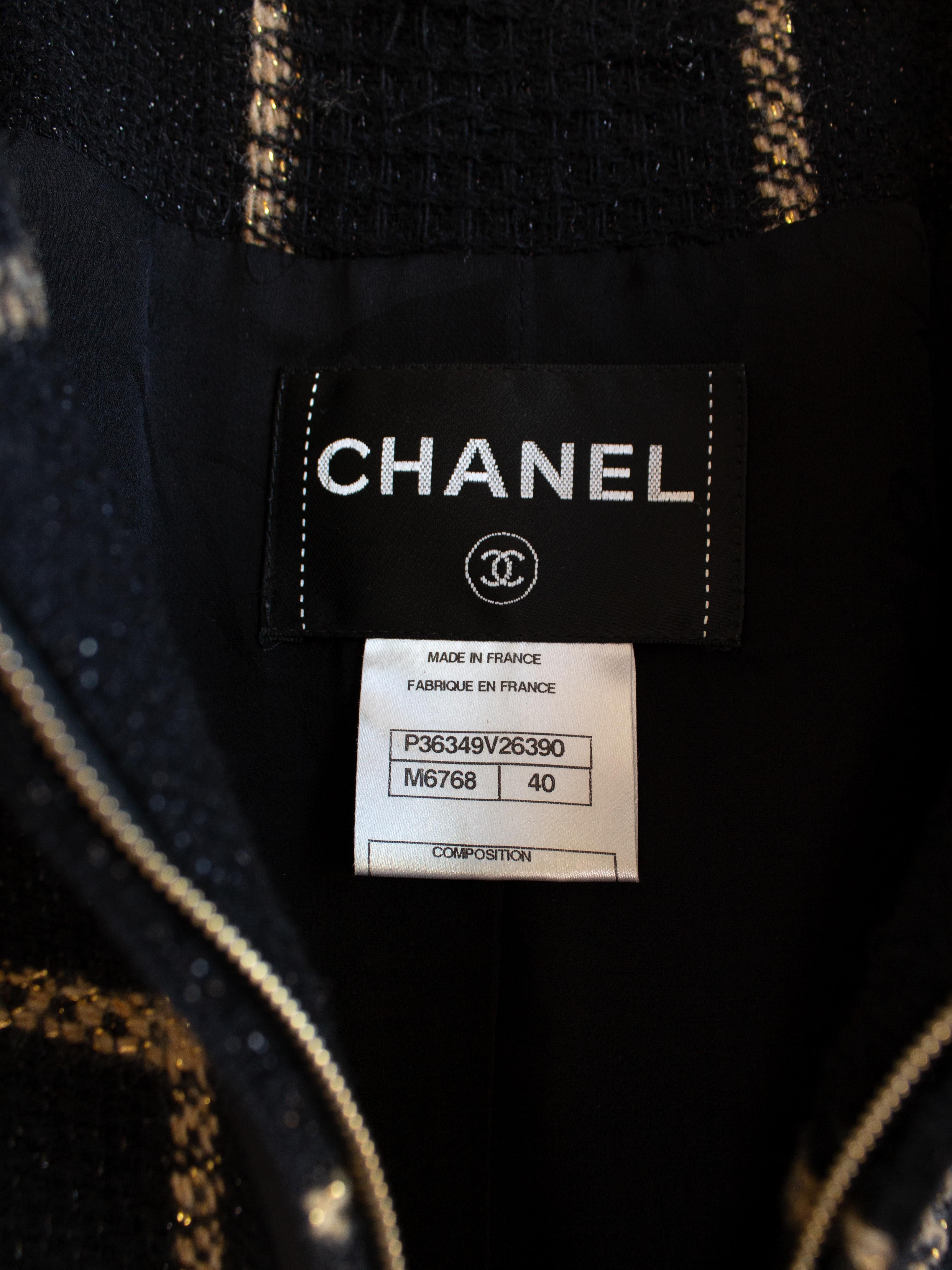 Chanel Fall/Winter 2009 Paris-Moscow Black Gold Plaid Fantasy Tweed 09A Jacket 1