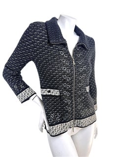 Chanel Fall Winter 2010 Black Ivory Mohair Cashmere Tweed Appliqué Jacket