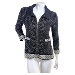 Chanel Fall Winter 2010 Black Ivory Mohair Cashmere Tweed Appliqué Jacket