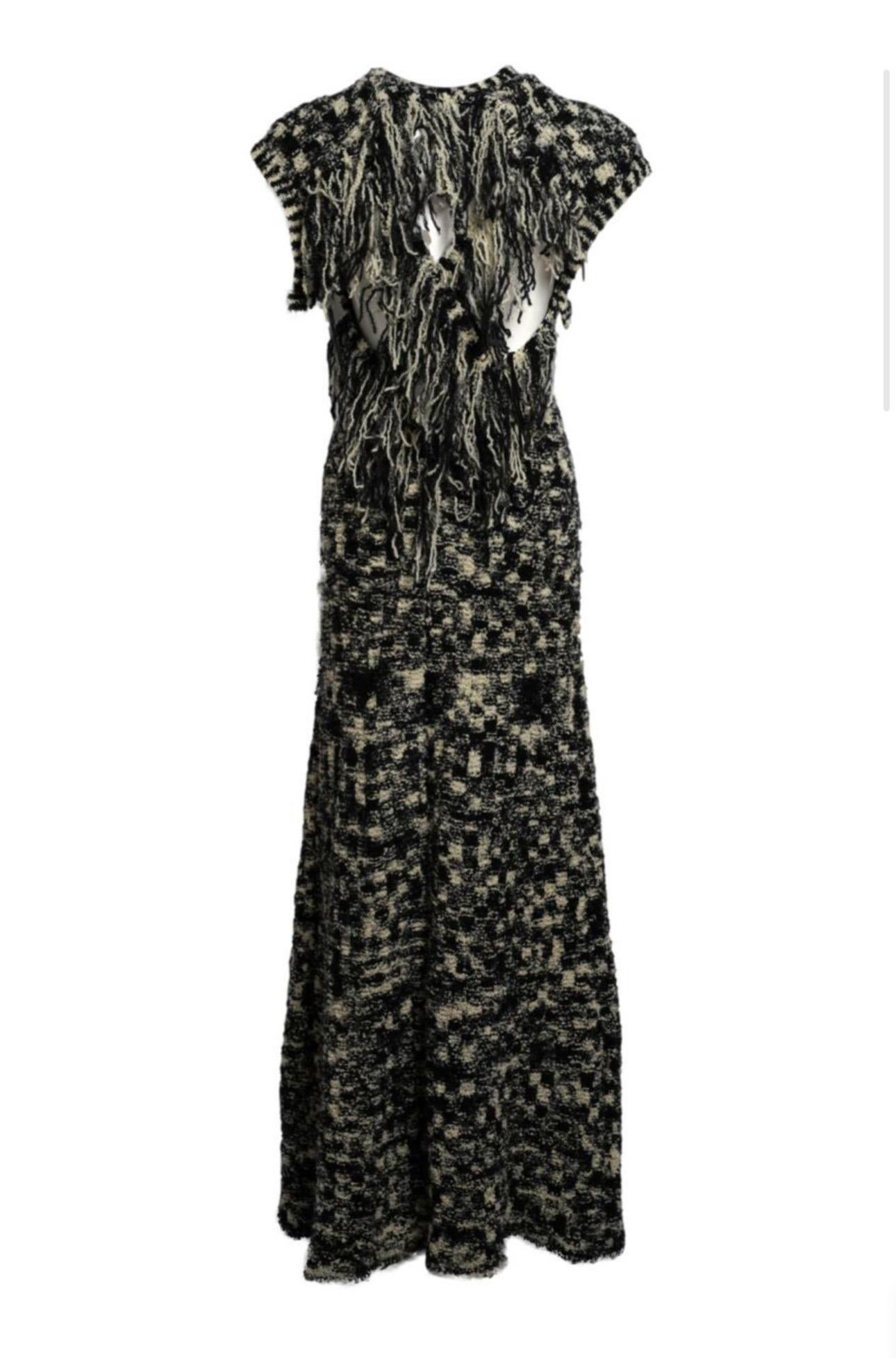 Women's Chanel Fall Winter 2011 Black and White Bouclette Knit Maxi Dress For Sale