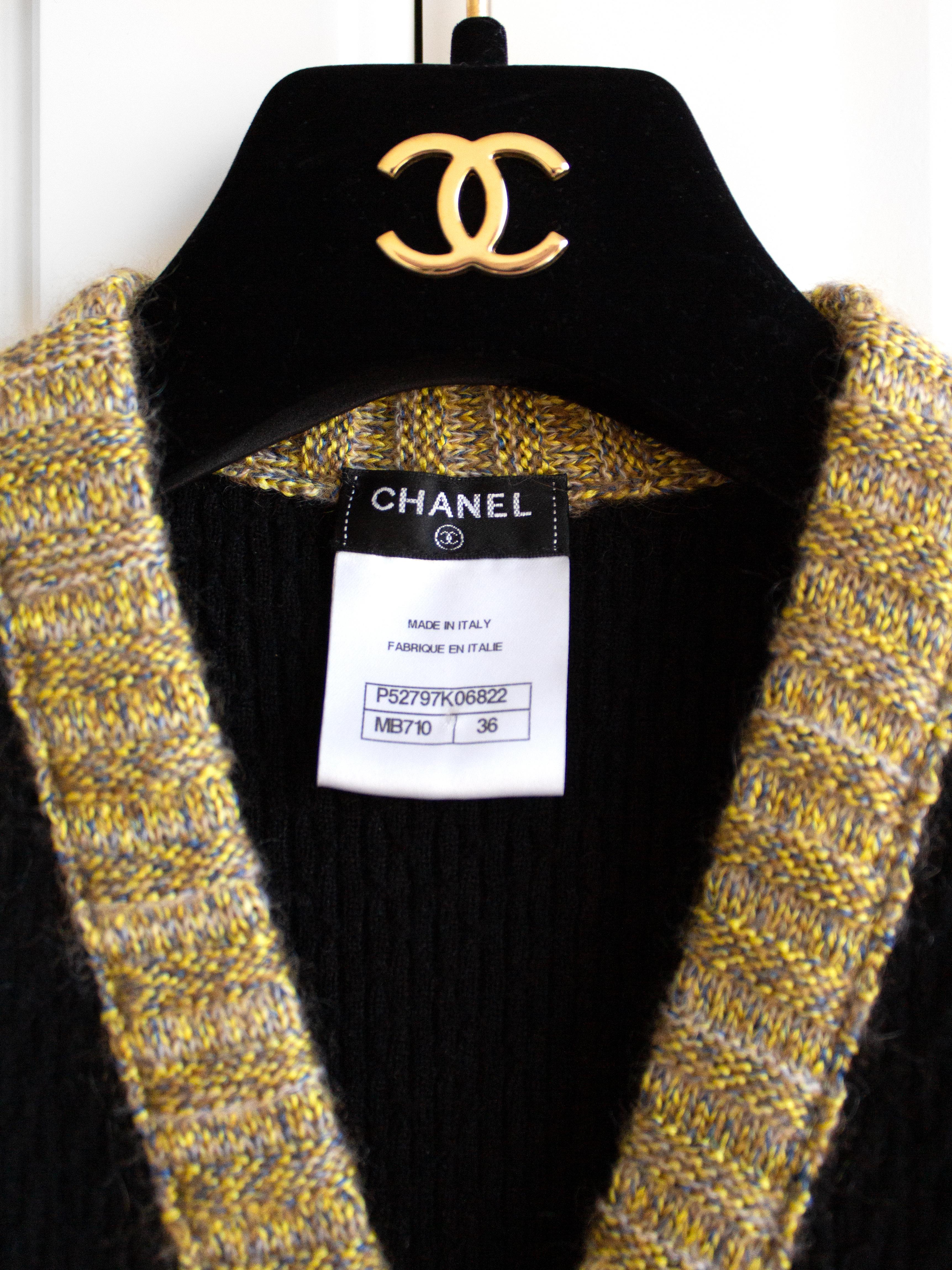 Chanel Fall/Winter 2015 Brasserie Black Gold Quilted Cashmere 15K Cardigan 1