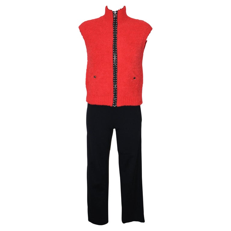 Chanel Fall Winter 2019 / 2020 Collection CC Red Teddy Knit Vest at 1stDibs