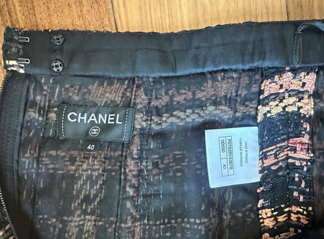 Chanel Famous Paris / Greece Black Lesage Tweed Skirt 6