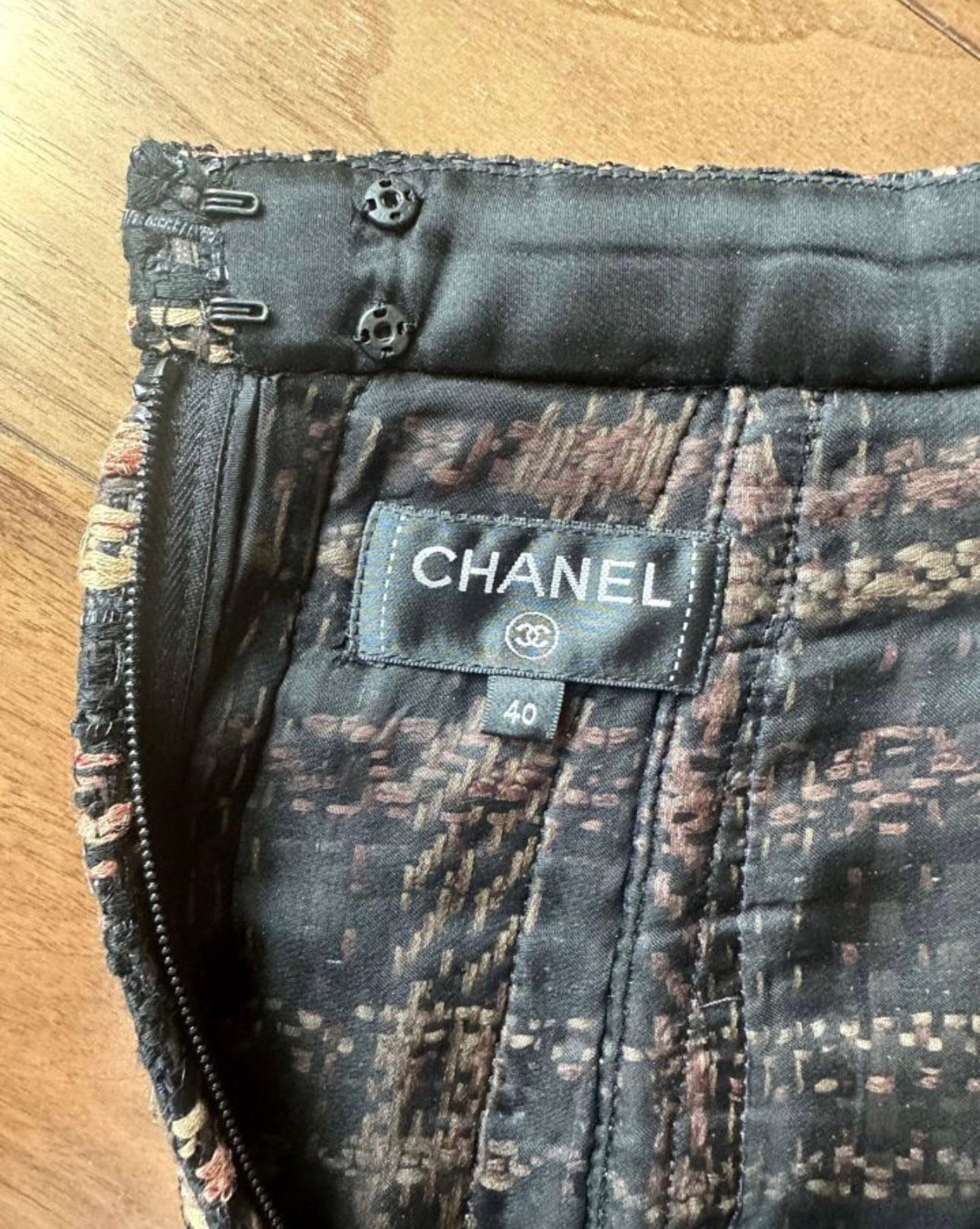 Chanel Famous Paris / Greece Black Lesage Tweed Skirt 8