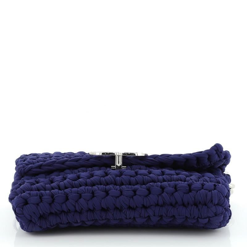 Women's or Men's Chanel Fancy Crochet Flap Bag Fabric Small